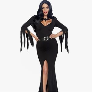 Morticia Addams family costume Black Evening Gown